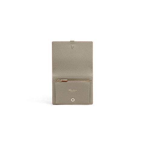 Beige tumbled leather wallet with coin pocket - Santoni - 4