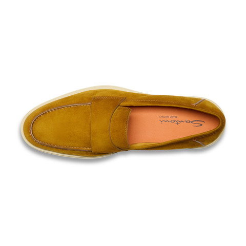 Men's yellow suede penny loafer - Santoni - 5