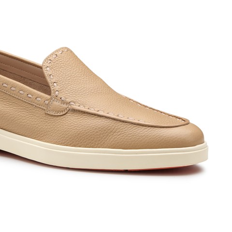 Women's beige leather loafer - Santoni - 6