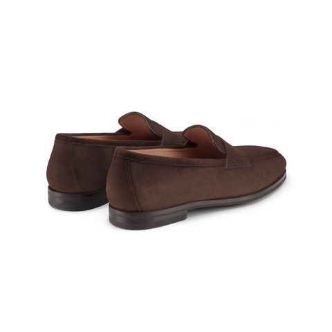 Women's dark brown suede Carla loafer - Santoni - 3
