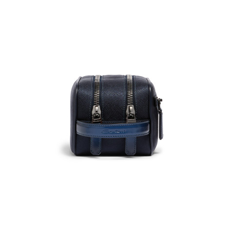 レザー＆ナイロン トラベルポーチ ブルー - Santoni - 3