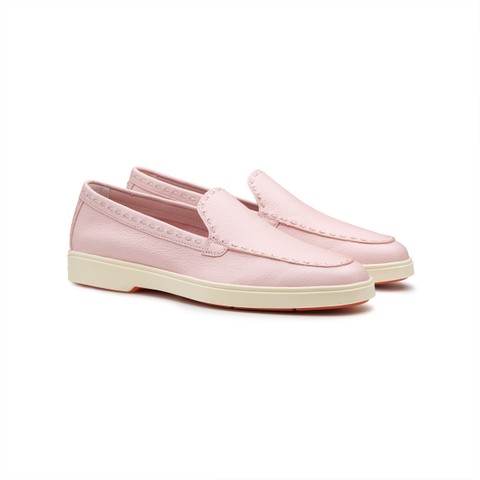 Women's pink leather loafer - Santoni - 3