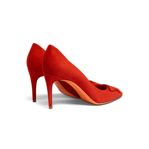 Women's red suede high-heel Santoni Sibille pump - Santoni - 4