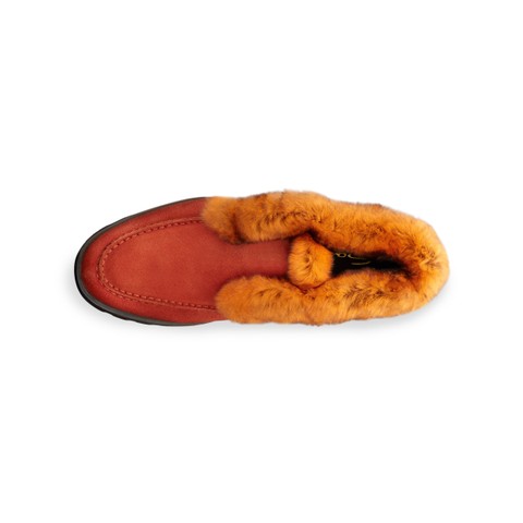 Stivaletto desert con pelliccia da donna in suede arancione - Santoni - 4