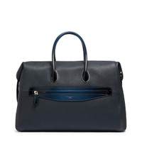 Blue tumbled leather weekend bag - Santoni - 1