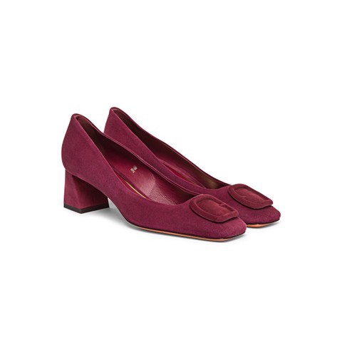 Women's burgundy suede mid-heel pump - Santoni - 3