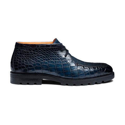 Men's blue alligator leather desert boot - Santoni - 1