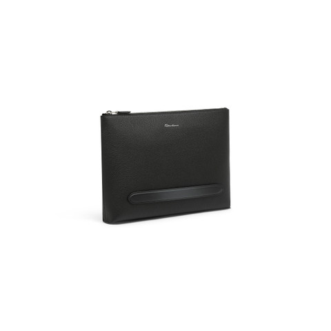 Black tumbled leather pouch - Santoni - 2