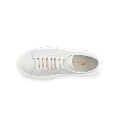 Women's white tumbled leather sneaker - Santoni - 5