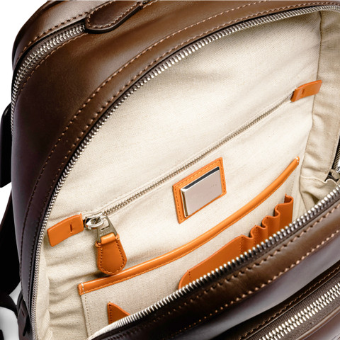 Dark brown leather backpack - Santoni - 5