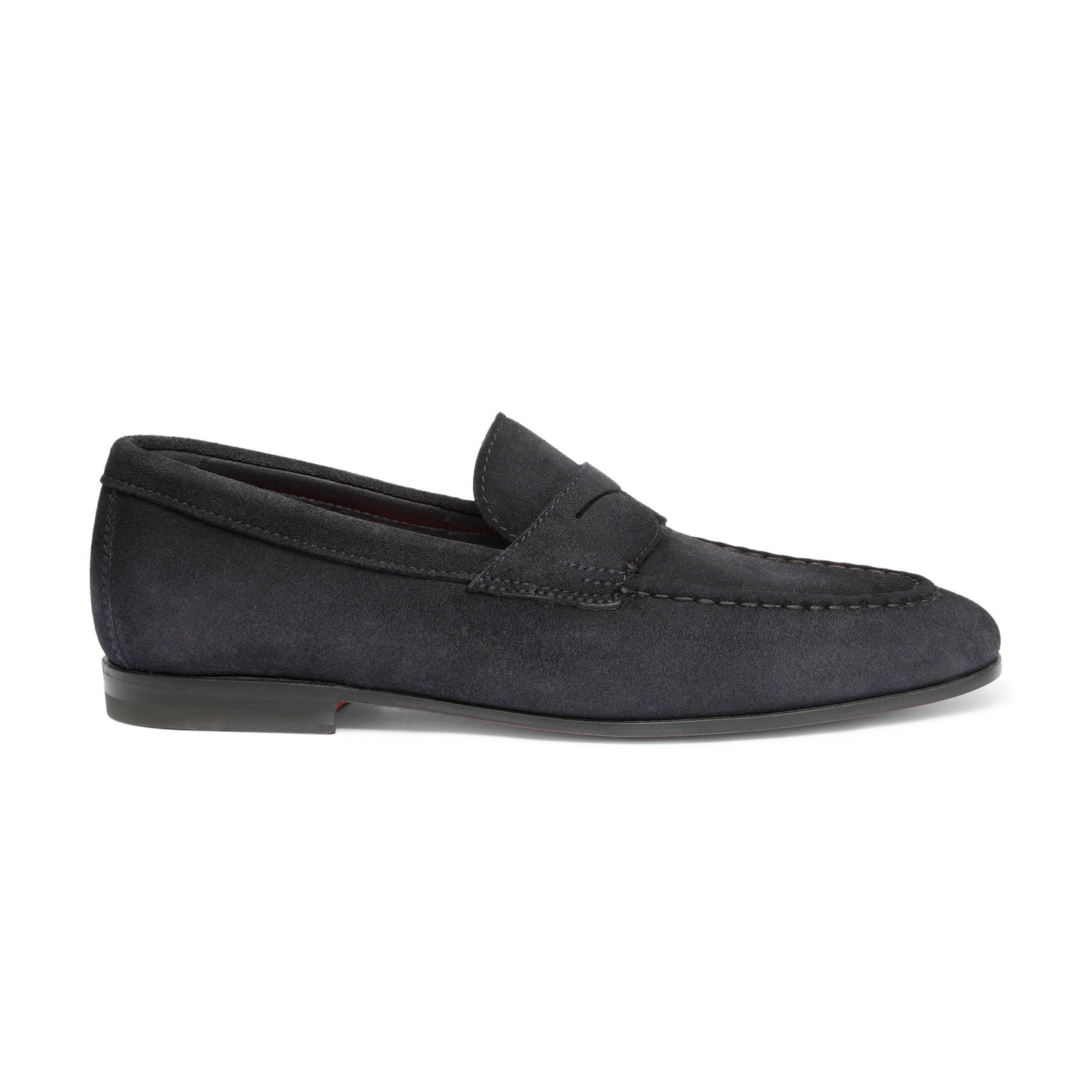 Santoni Mocassino penny da uomo in suede blu