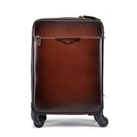 حقيبة سفر من الجلد بلون بني داكن - Santoni - 1