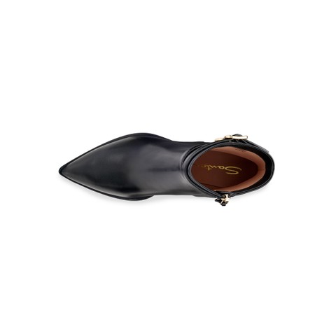 Women's black leather mid-heel texan ankle boot - Santoni - 4