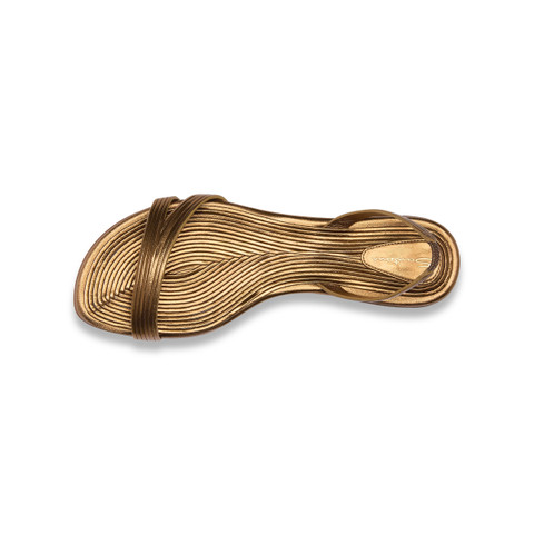 Women's gold leather sandal - Santoni - 4