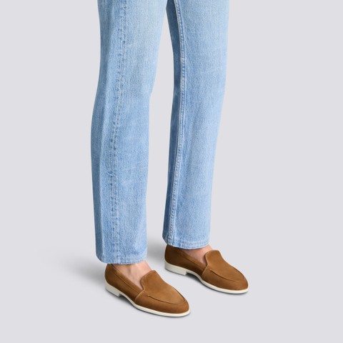 حذاء لوفر نسائي من جلد السويد بلون بني - Santoni - 2