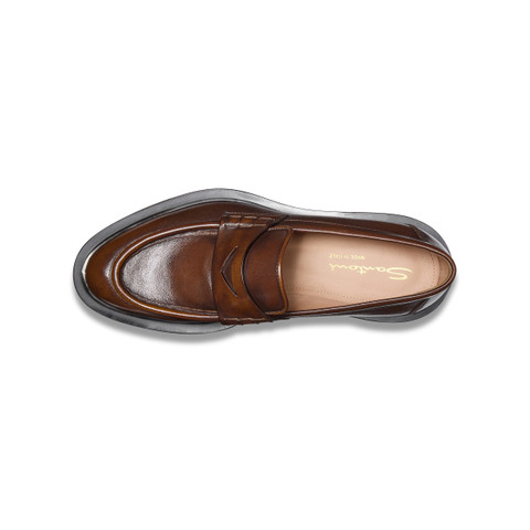 Women’s brown leather penny loafer - Santoni - 4