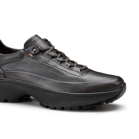 Men's grey leather Easy Bounce Mountain sneaker - Santoni - 5