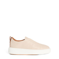 Women's pink tumbled leather slip-on sneaker - Santoni - 1