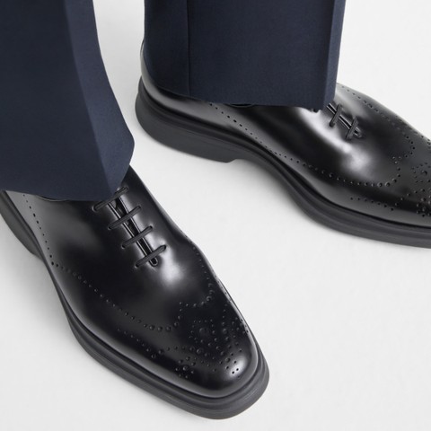 Men's black leather Easy Nova brogue Oxford shoe - Santoni - 7