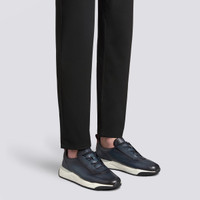 Men's blue leather sneaker - Santoni - 2