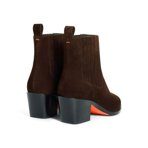 Women's dark brown suede texan ankle boot - Santoni - 3