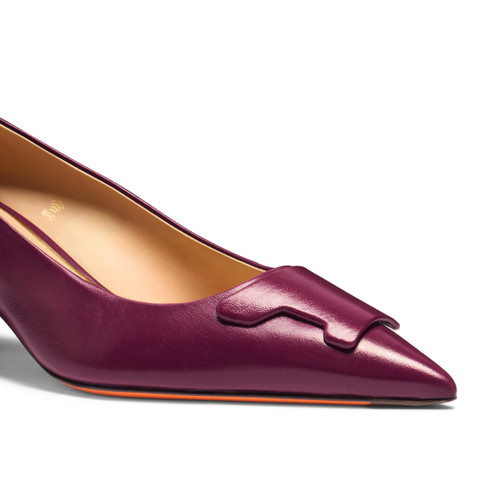 Women's red leather mid-heel Santoni Sibille pump - Santoni - 6