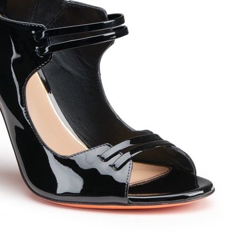 Sandalias de tac&oacute;n alto para mujer en charol negro - Santoni - 5