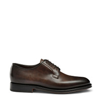Men&rsquo;s polished brown leather Derby shoe - Santoni - 1