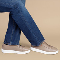 Sneaker da uomo in pelle bottalata beige - Santoni - 2