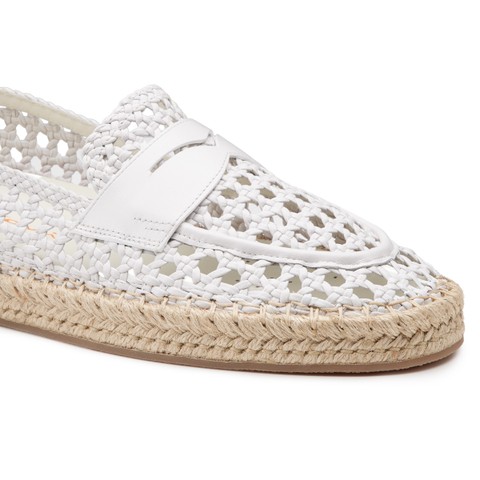 Women's white woven leather espadrillas - Santoni - 5
