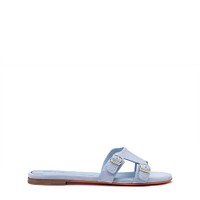 Women's light blue leather Didi slide sandal - Santoni - 1
