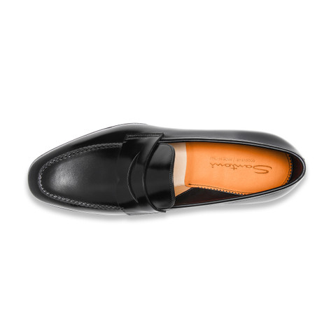 Men's black leather penny loafer - Santoni - 5