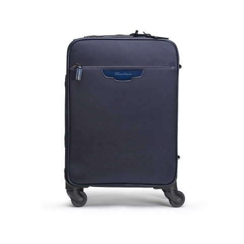 Blue printed leather travel suitcase - Santoni - 1