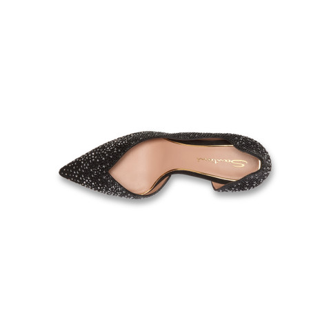 Women's black suede and strass high-heel pump - Santoni - 4