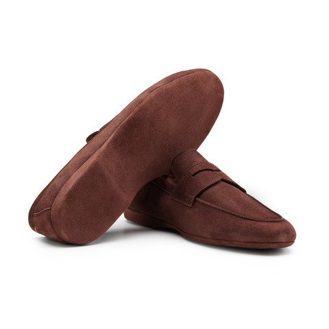 Men&rsquo;s dark brown suede slipper with fur - Santoni - 3