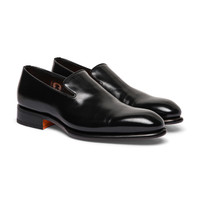 Men's black leather loafer - Santoni - 2