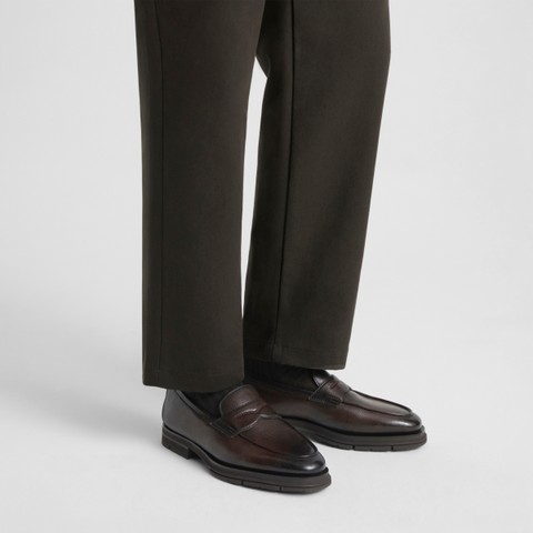 Men's dark brown leather penny loafer - Santoni - 2