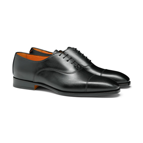 Men's black leather Oxford shoe - Santoni - 3
