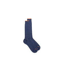 Blue Filo di Scozia mercerised cotton crew socks - Santoni - 1
