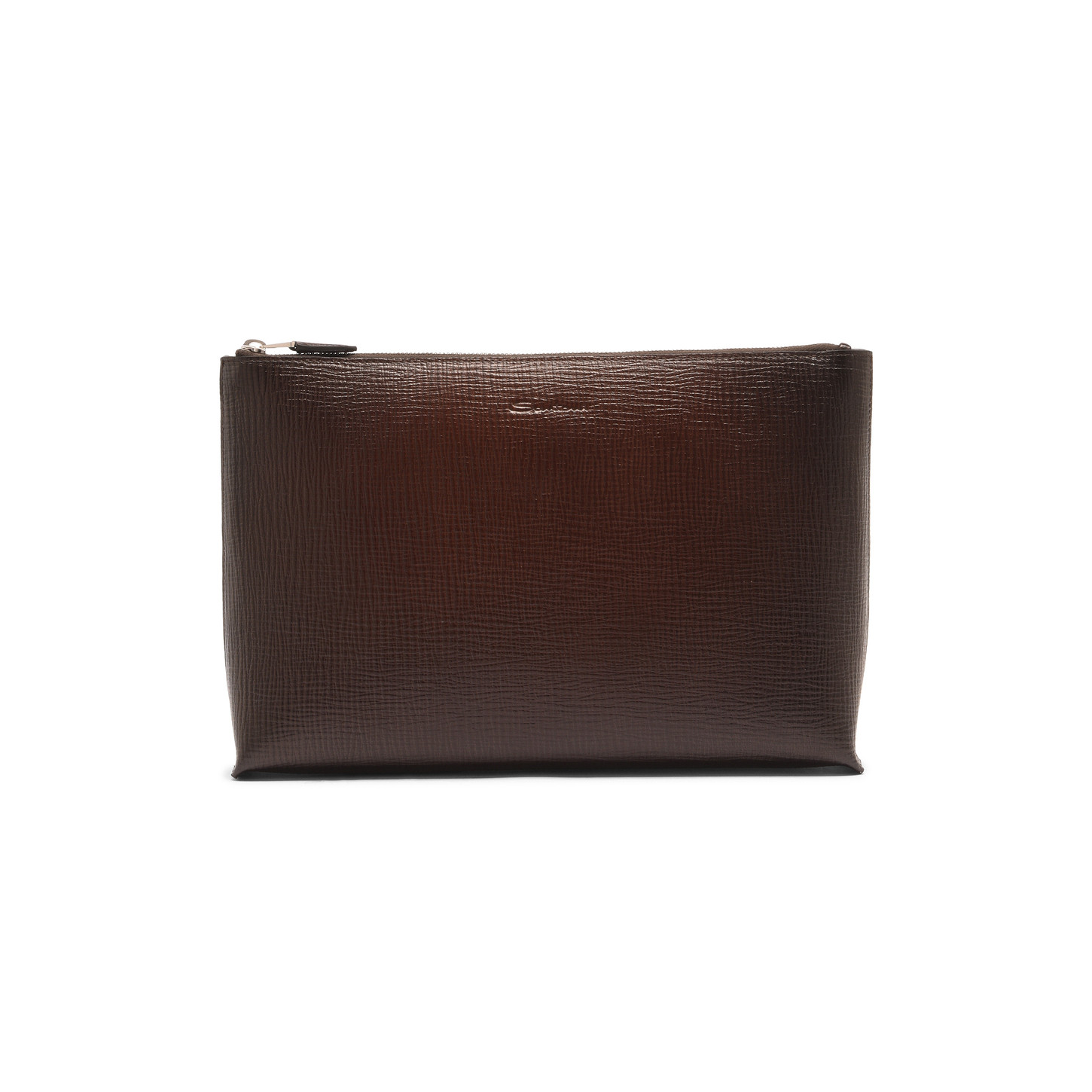 Santoni Pouch in pelle stampata testa di moro