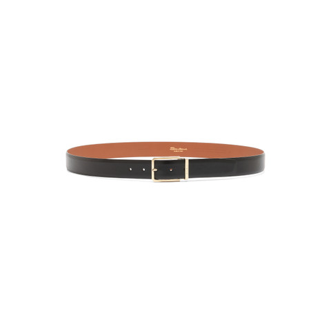 Men&rsquo;s polished brown leather adjustable belt - Santoni - 3