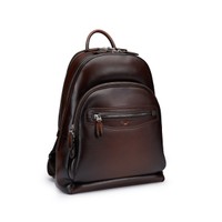 Sac &agrave; dos en cuir brun fonc&eacute; - Santoni - 2