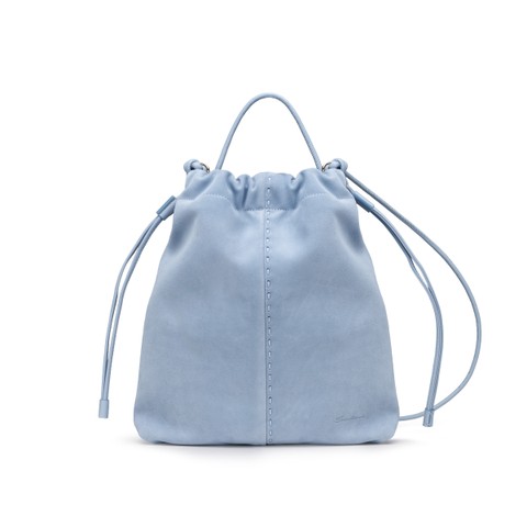 Sac bandouli&egrave;re en daim bleu clair - Santoni - 1