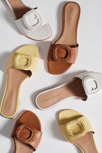 Women's white leather slide sandal - Santoni - editorial