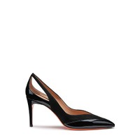 Women's black patent leather and suede high-heel pump - Santoni - 1