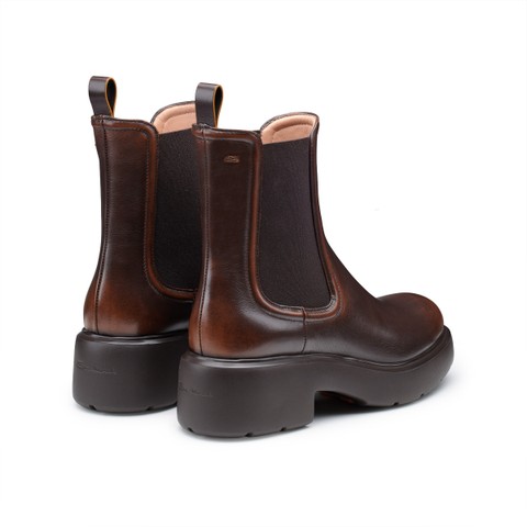 Women's dark brown leather Easy ankle boot - Santoni - 3