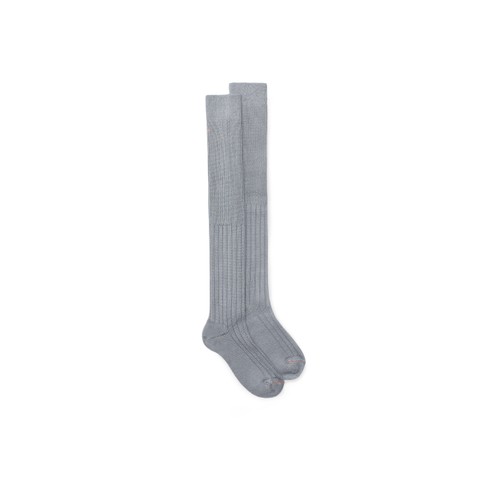 Grey cashmere high socks - Santoni - 1
