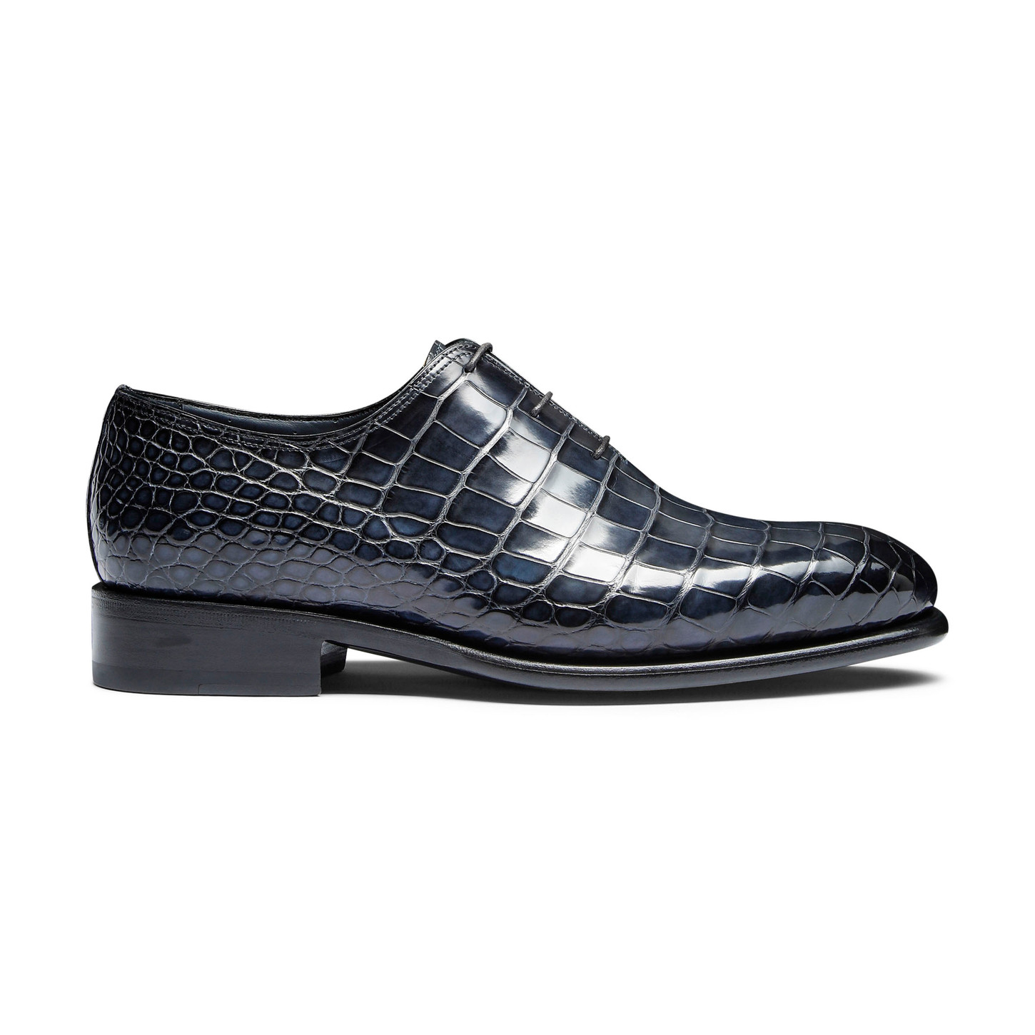 Santoni Stringata oxford da uomo in alligatore blu