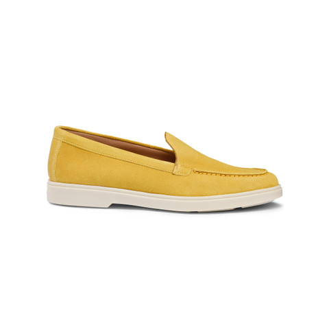 Shop Santoni Women's Yellow Suede Loafer