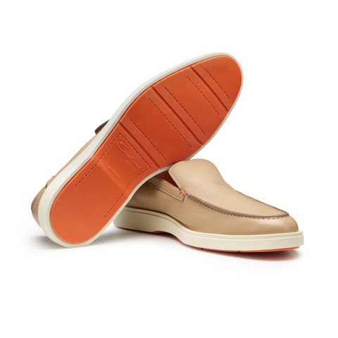 Men's beige leather loafer | Santoni Shoes